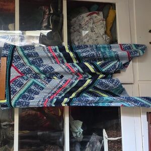 Maurices Blue and Red Geometric Midi Skirt